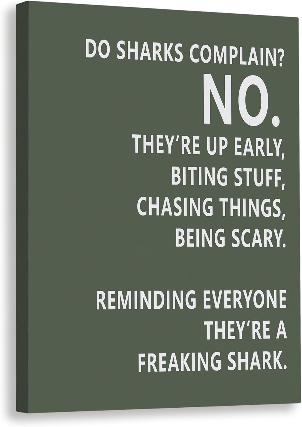 Rusenbao Gym Motivational Workout Wall Art, Home Gym Decor, Inspirational Workout Room Decor, Do Sharks Complain About Monday, Canvas Wall Art for Exercise Fitness Room Office, 11x14 inch(Green)