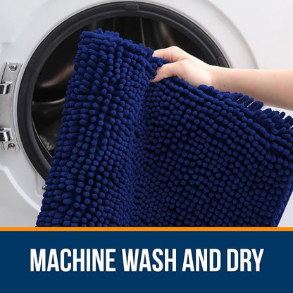 OLANLY Bathroom Runner Rugs 44x24, Extra Soft Absorbent Chenille Bath Rugs, Rubber Backing Quick Dry, Machine Washable Long Bath Mats for Bathroom Floor, Tub and Shower, Home Decor Accessories, Navy