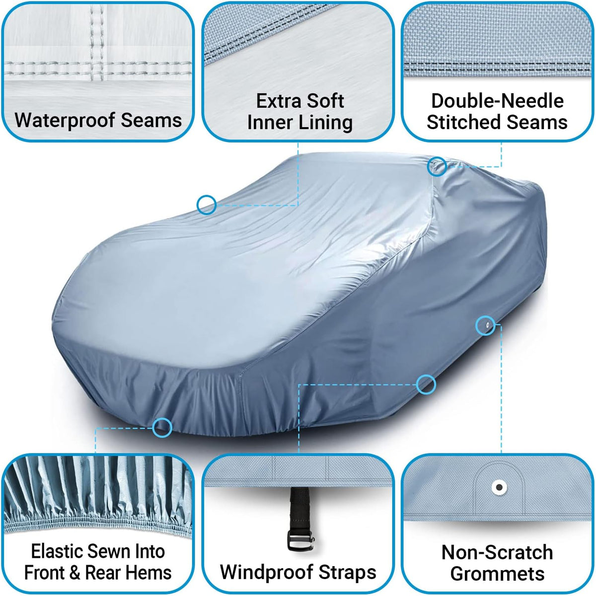 iCarCover Premium Car Cover for 1998-2000 Chevy Metro Heavy Duty Waterproof All Weather Automobiles Custom Fit Indoor Outdoor UV Snow Protection Covers with Straps and Bag