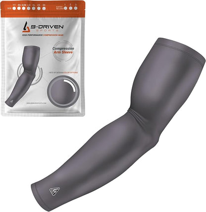 Pro-Fit Compression Arm Sleeve for Men, Women & Youth, Volleyball Baseball Basketball Weightlifting - Single
