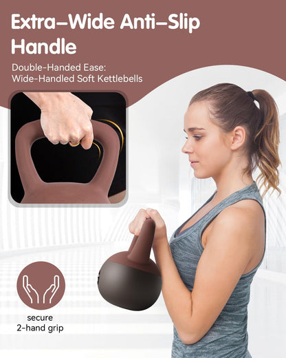 Soft Kettlebell - Cushioned Impact-Resistant Base and Anti-Slip, Kettle bell Anti-Slip Grip Weight for Home Workouts, Safe Strength Training Kettlebells Sets for Women & Men, With Non-slip Gloves