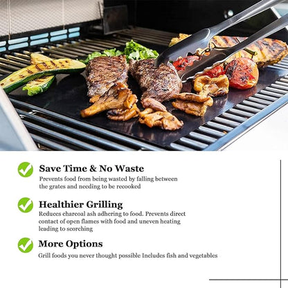 UBeesize 7 Pack Black Grill Mats for Outdoor Grill, Heavy Duty BBQ Grilling Matt & Oven Liners, Resuable, Easy to Clean, Works on Gas Charcoal Electric Grill, Smoker, Oven -15.75 x 13 Inch