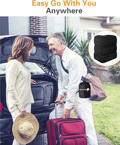 Sunany Inflatable Foot Rest Pillow , Adults Airplane Travel Pillow-Adjustable Height Cushions,for Kids to Sleep While Traveling,Suitable for Office, Home and Any Travel（Black）