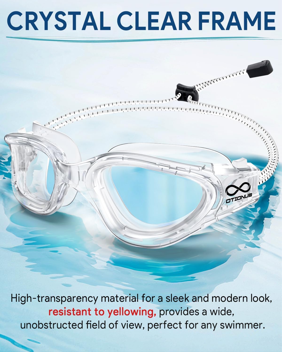 Swim Goggles, Polarized Adult Swimming Goggles Bungee Strap No Hair Pulling Anti-fog Pool Goggles for Men Women