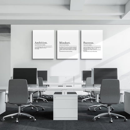 Inspirational Canvas Painting Wall Art -EPHANY ART - Mindset Quotes Prints, Ambition Letters Poster, Motivational Wall Art, Success Framed Entrepreneur Poster, Positive Quotes Wall Poster for Home Office Workplace (L-3pcs,12x16inchx3pcs)
