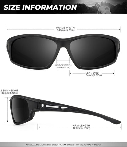 Polarized-Sunglasses-Men Sports Mens-Sunglasses: Sun-Glasses with UV400 Protection for Driving Golf Fishing Running
