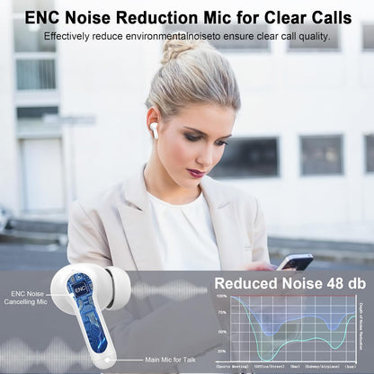 Wireless Earbuds, 2025 Bluetooth 5.4 Headphones 3D Stereo Hi-Fi Bass Ear Buds, 4 ENC Noise Cancelling Mic, 40+Hrs USB-C in-Ear Earphone Sport, IP-X7 Waterproof Workout Gym for Android iOS Laptop Pad