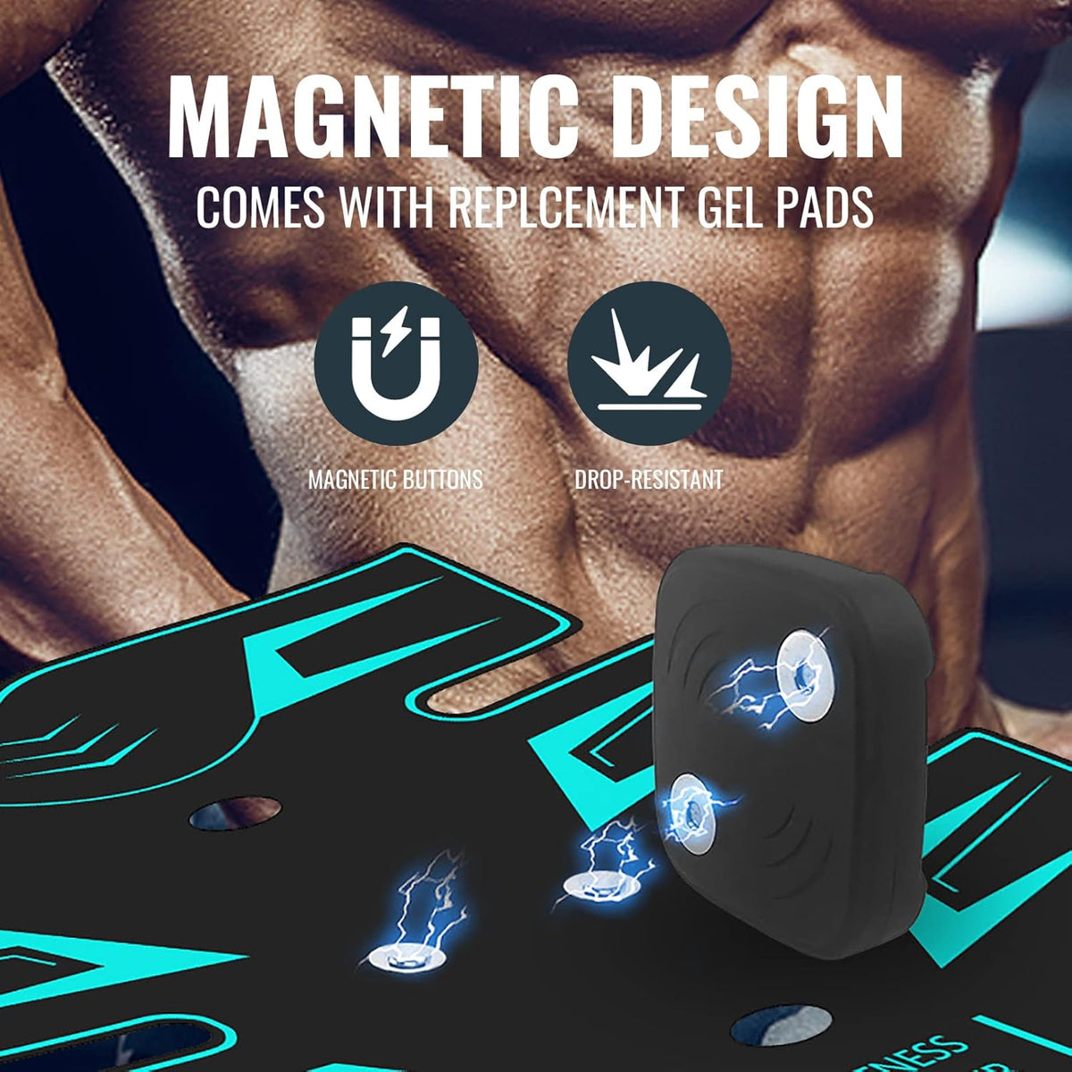 Abs Stimulator, EMS Muscle Stimulator Fitness Equipment for Abdomen Arms Shoulder Back Leg Hip, Ab Stimulator for Women & Men