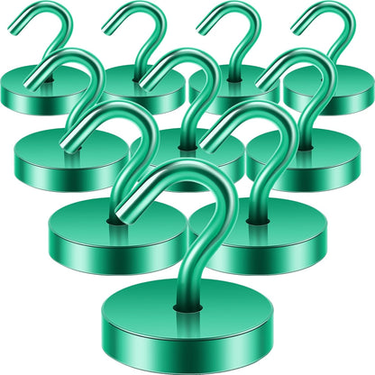 Neosmuk Magnetic Hooks, Cruise Ship Essentials, 120lb+ Heavy Duty Magnetic Hooks for Cruise Cabins, Refrigerator, Grill, Hanging, and Travel | Extra Strong Must-Haves Magnet Hook,Green, Pack of 10