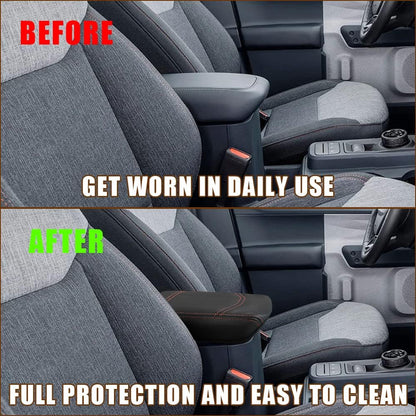 Muslogy Center Console Armrest Cover Compatible with Ford Maverick XL XLT Lariat 2022-2025 Accessories Cushion Pad Armrest Lid Protector Prevent Pets Scratches Regular Thick(Black)