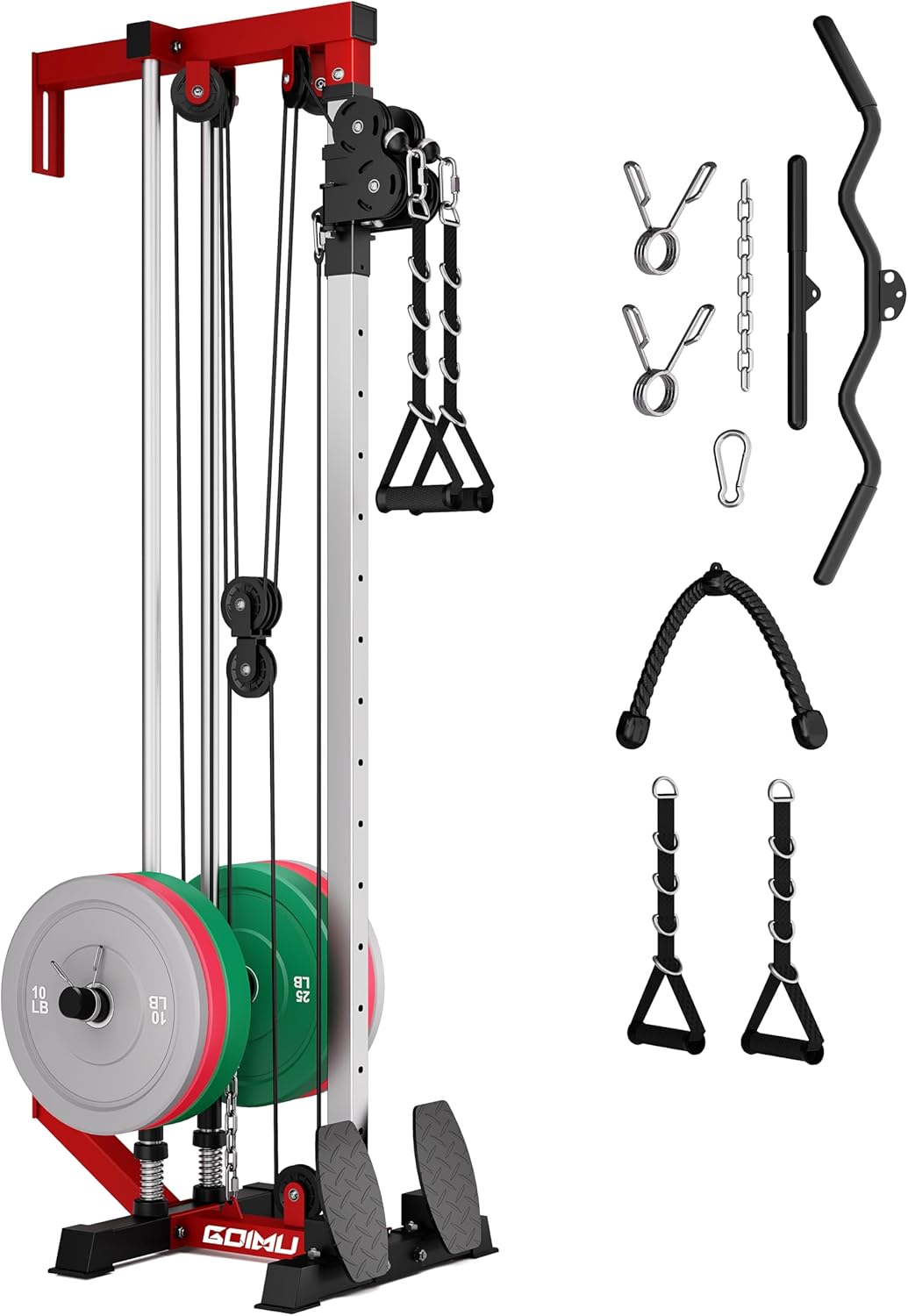 Wall Mount Cable Station, WM1 Cable Crossover Machine with 17 Positions, High and Low Cable Crossover Machine with Removable Footplate for Garage Home Gym