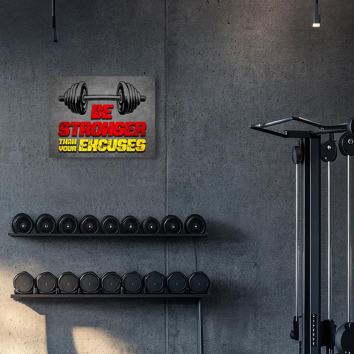 Gym Quotes Wall Art,Inspirational Workout Wall Decor,Be Stronger Than Your Excuses Canvas Wall Art for Home Gym Exercise Fitness Room