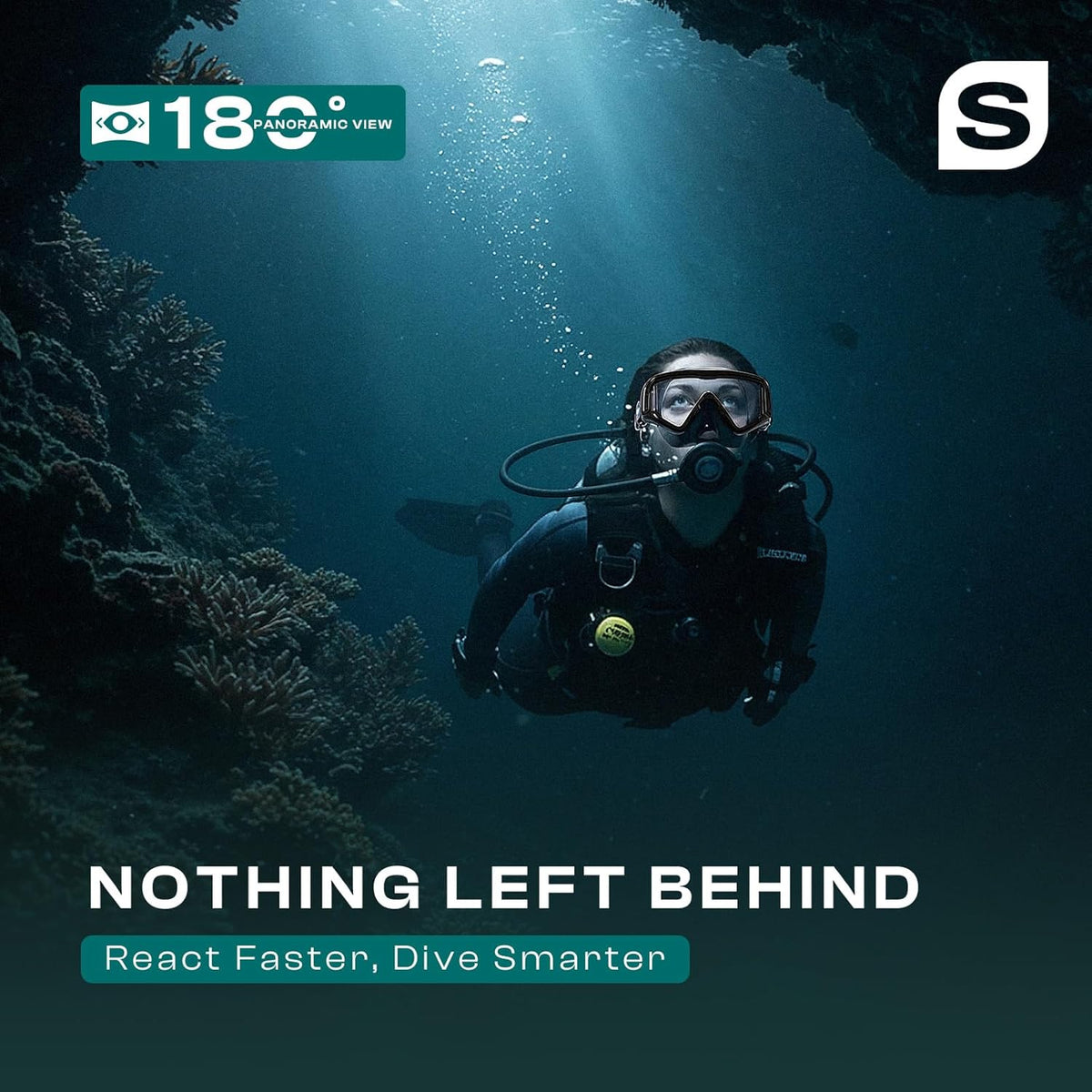 Pano 3 Scuba Diving Mask, Tempered Glass Snorkel Mask Three-Window Scuba Mask No-Leak Dive Mask Silicone Skirt Diving Mask for Snorkeling and Scuba Use