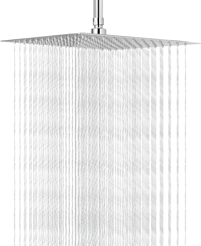 NearMoon Rain Shower Head, High Flow Stainless Steel Square Rainfall Shower, High Pressure Design, Awesome Shower Experience Even At Low Water Flow (10 Inch, Brushed Nickel)