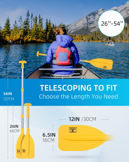 OCEANBROAD Telescoping Emergency Paddle 21''-42''（Assembling Required）/26''-54'' Aluminium Shaft for Kayaking Boating Canoeing River Tubing