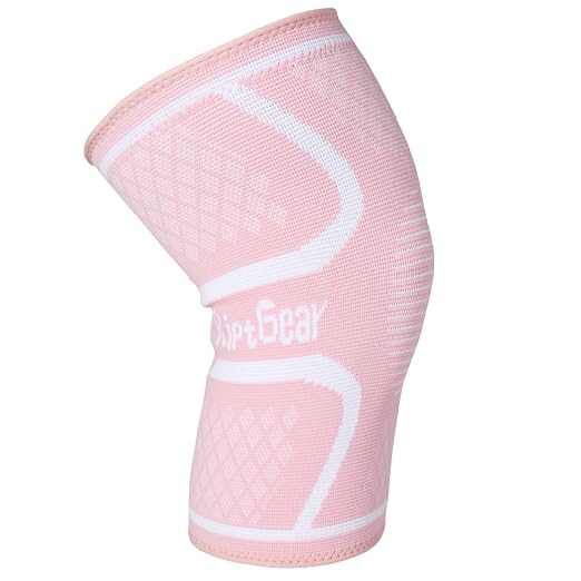 RiptGear Knee Compression Sleeve Women - Knee Support and Compression Knee Brace for Women Working Out For Pain, Running (Large, Pink -1 Pack)