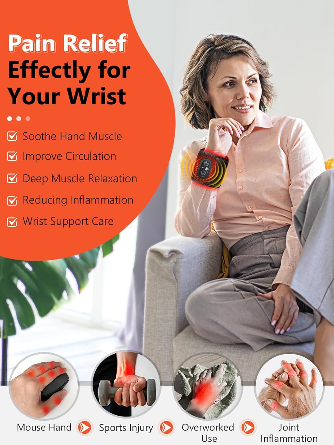Red Light Therapy for Hand Wrist with Heat & Massage, 3000mAh Wireless Controller Infrared Light with 108 Beads Wrist Brace & Hands Wrap Pad for Knee Ankle Foot Joint Faster Recovery Pain Relief