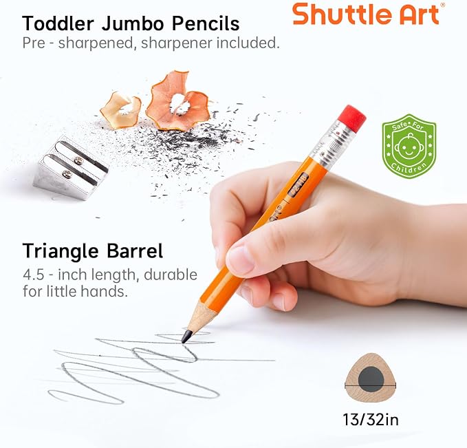 Shuttle Art 72 Pack Jumbo Pencils 4.5in