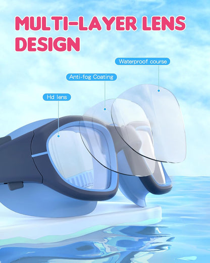 Kids Swim Goggles,Swimming Goggles for Kids 6-14, Anti-Fog UV Protection Pool Glasses for Boys Girls
