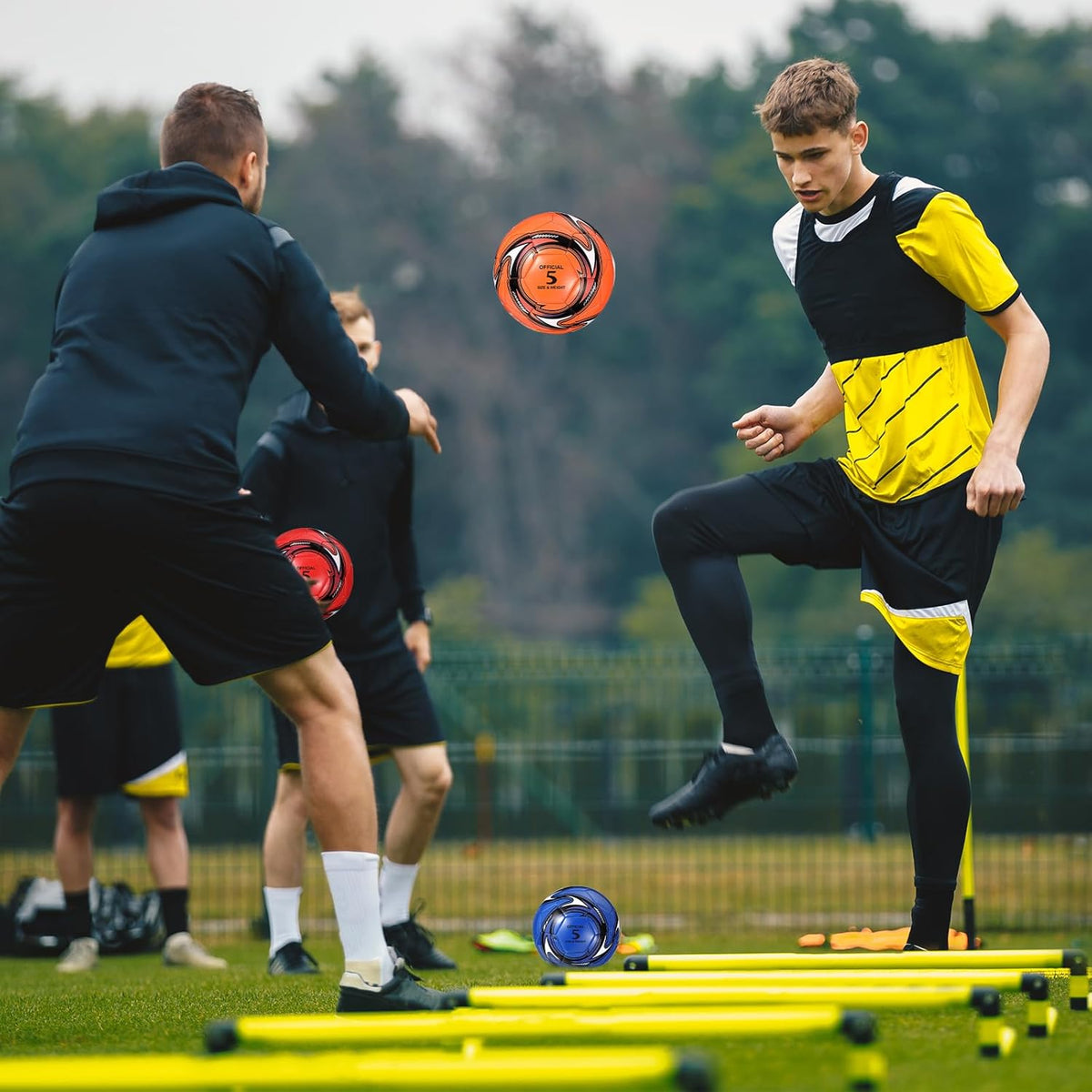 12 Pcs Soccer Balls for Teen Adult Bulk Deflated Soccer Ball with Pump Size 5 Indoor Outdoor Training Practice for School Sports Game Birthday Gifts Party Back to School