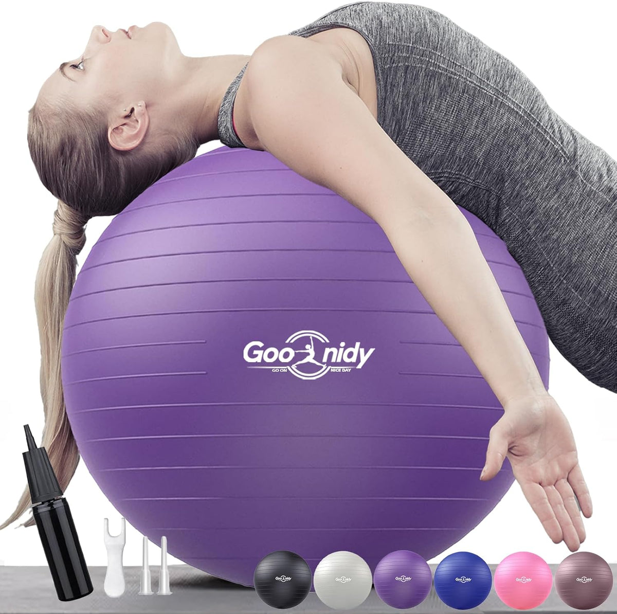 Soft Exercise ball, Anti-Burst Yoga Ball Chair Supports 2200lbs, Workout Equipment w/ Pump for Women Pregnancy, Medicine, Birthing, Physical Therapy, Stability, Excersing, Birth, Swiss, Fitness, Gym