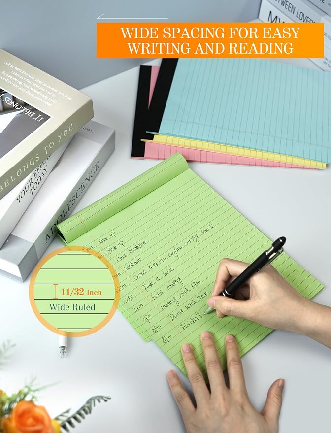 12 Pack Colored Legal Pads 8.5 x 11, Colored Note Pads 8.5 x 11 Wide Ruled