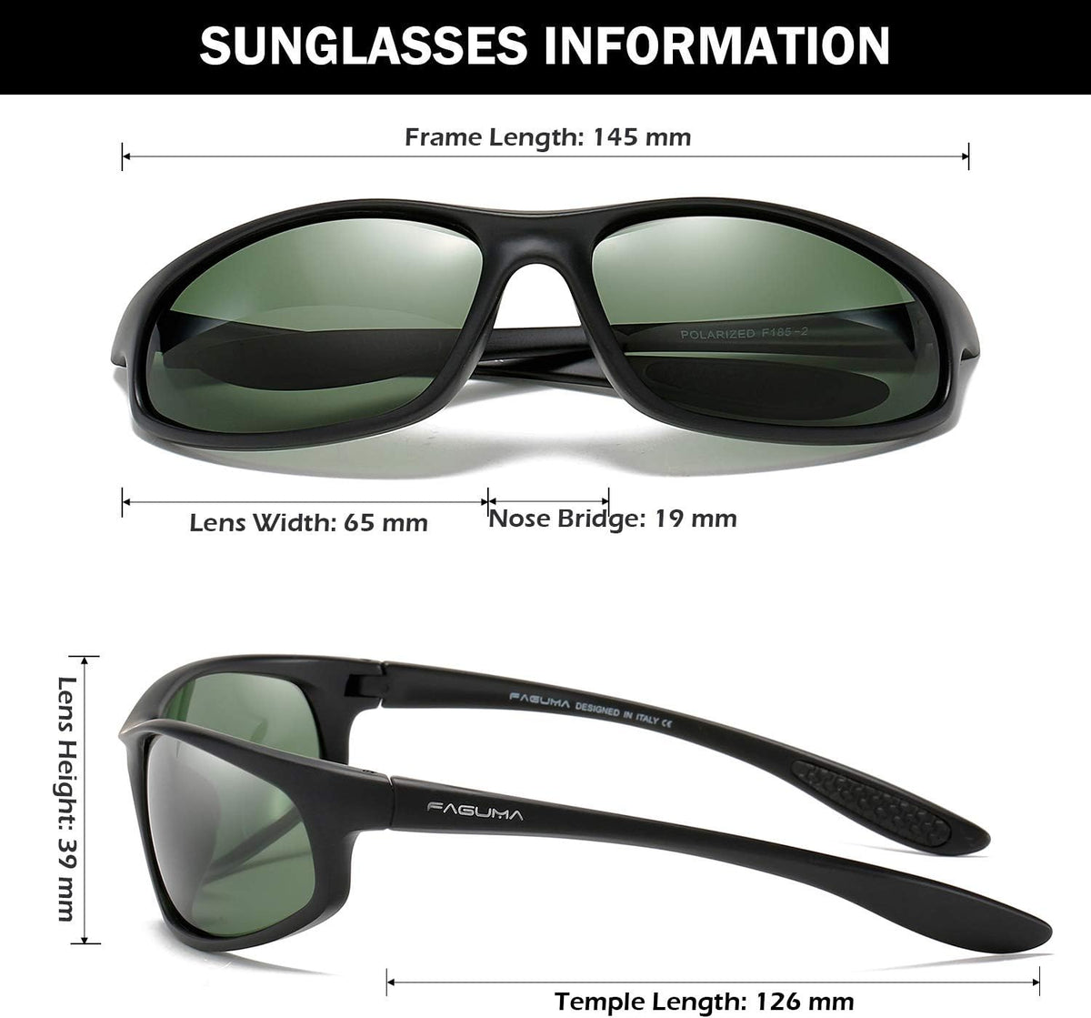 FAGUMA Polarized Sports Sunglasses For Men Cycling Driving Fishing UV400 Protection