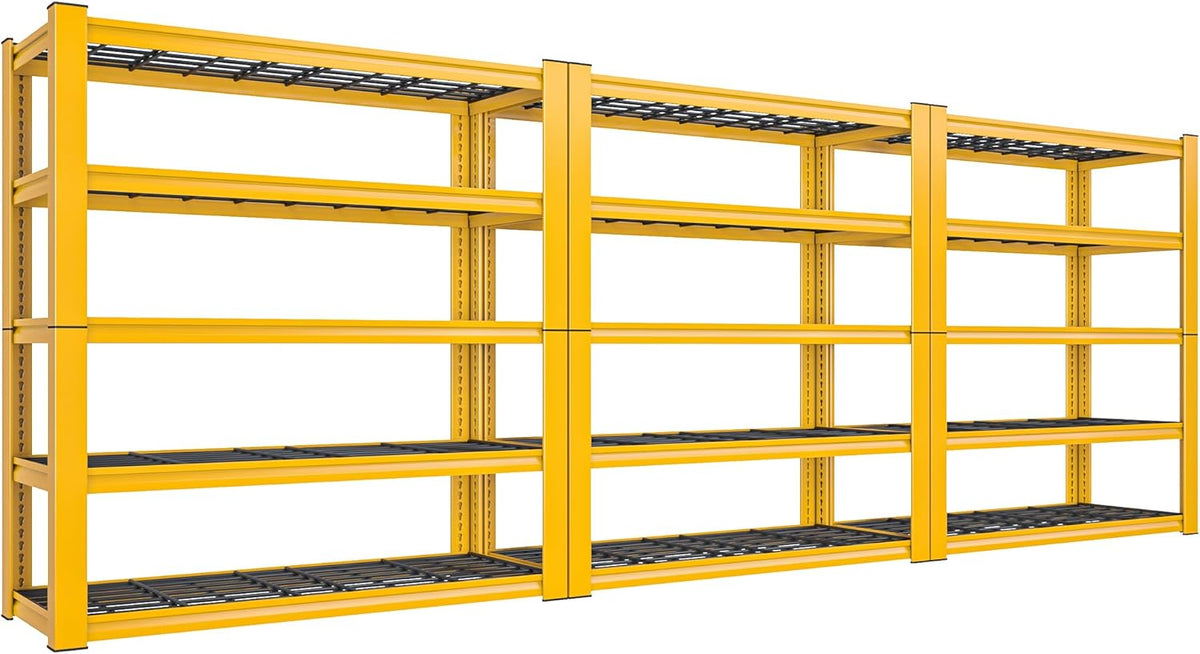 REIBII 72''H Garage Shelving 3010 LBS Storage Shelves Adjustable Metal Shelving 5 Tier Metal Shelves for Storage Industrial Shelf for Pantry Kitchen Basement 72" HX35.5 WX16 D, 3 Pack