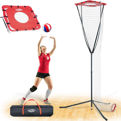Volleyball Setter Training Net，Height & Angle Adjustable Volleyball Training Net with Metal Frame，Tripod Base for Indoor and Outdoor，Volleyball Training Equipment for Setting,Serving,Spiking