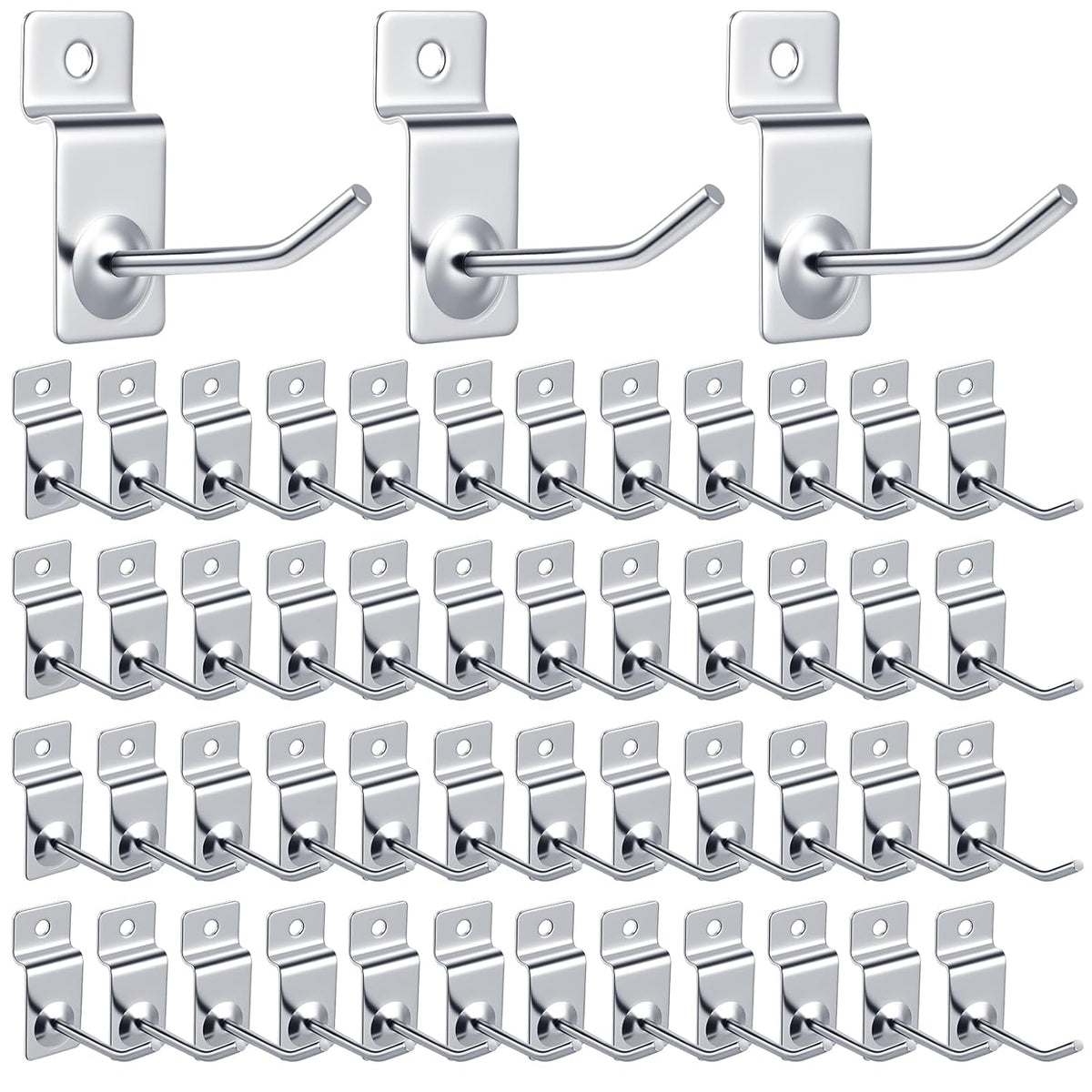 Moxweyeni 100 Pcs Heavy Duty Slatwall Panel Hooks Hanging Metal Slat Wall Hanging Hooks Silver Slat Wall Hanger Commercial Grade Slatwall Pegs Accessories for Shop Retail Display(2inch)