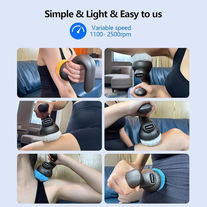 HYAKO Handheld Professional Mini Orbital Buffer Relief Massager, Adjustable Multi-Speed Vibration Deep Tissue Body Chiropractic Massager for Neck, Shoulder, Leg,Back muscle pain relief massage therapy