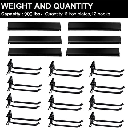 Wallmaster Garage Storage Organization Wall Mount, Garden Tool Rack Organizer Heavy Duty Folding Chair Hangers with 12 Adjustable Hooks 96inch Tracks Max Load 900lb