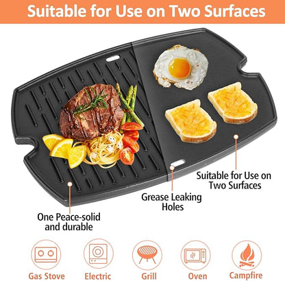 7584 Q3200 Griddle for Weber Q300 Q320 Q3000 Q3100 Q3200 Full Size Grill Plate Parts, Flat Top Cast Iron Griddle Insert for Weber 7646 Q320 Accessories, for WeberQ Grill Parts