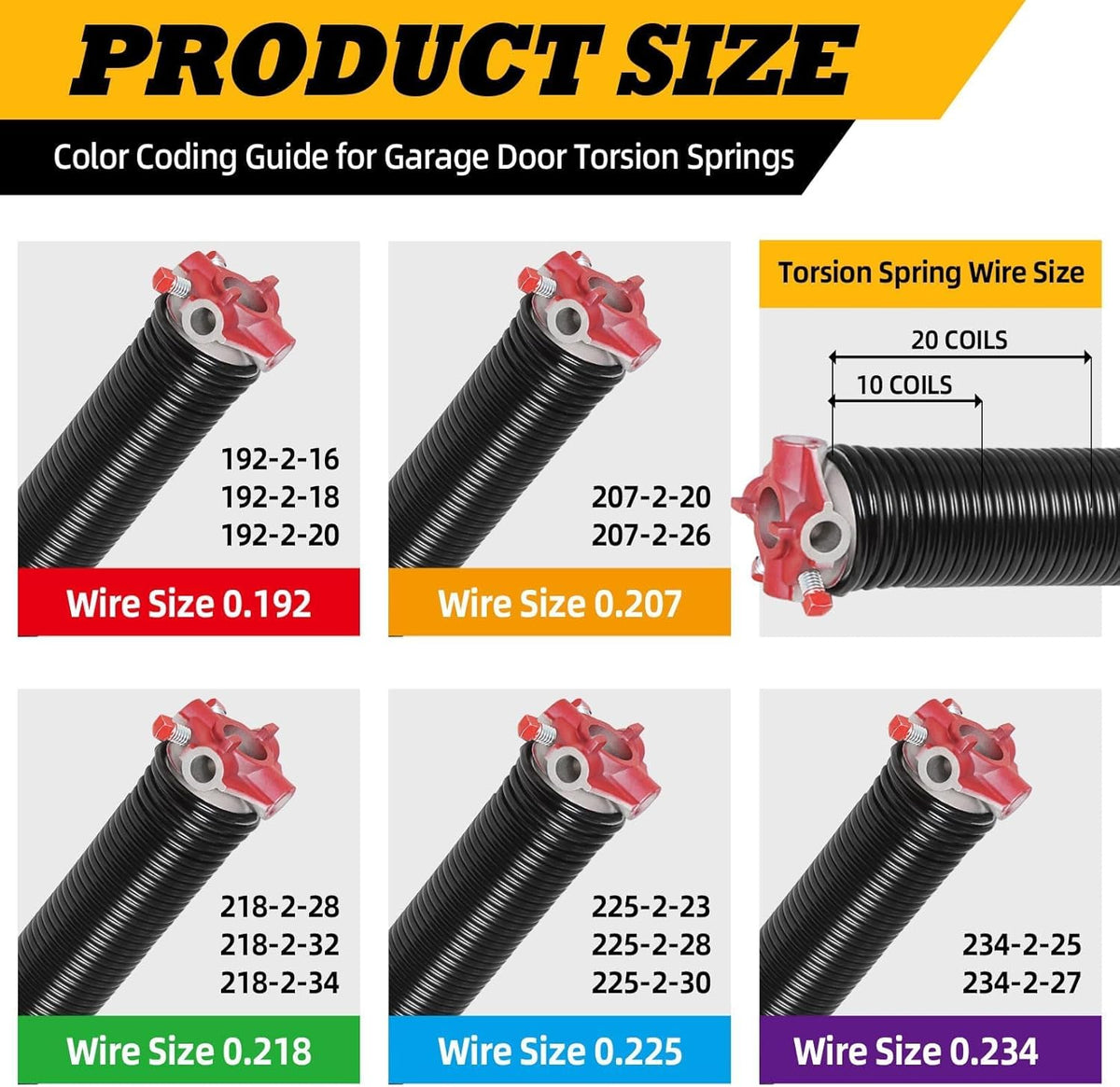 Pair of 2"Garage Door Torsion Springs Set with Non-Slip Winding Bars, Electrophoretic Coated (0.225X2"X28")