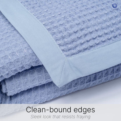 GOTS Certified Organic Cotton Waffle Weave Blanket, King Bed Size,108"X90" Cozy Throw Blanket for Couch, Modern Home Decor, Throw Blankets, Waffle Blanket, Soft Bed Blankets - Powder Blue