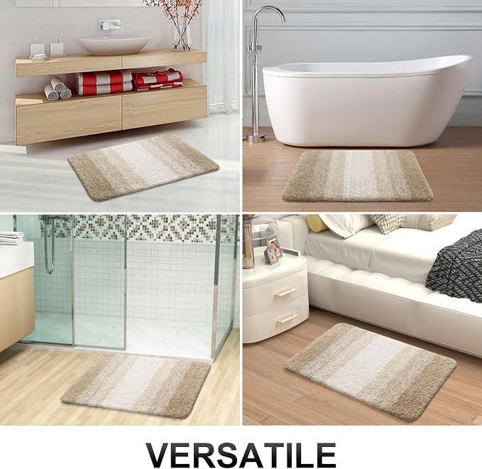 OLANLY Bathroom Runner Rugs Mat 47x17, Extra Soft Absorbent Microfiber Bath Rugs, Rubber Backing, Quick Dry, Washable Long Bath Mats for Bathroom Floor, Tub and Shower, Home Decor Accessories, Tan