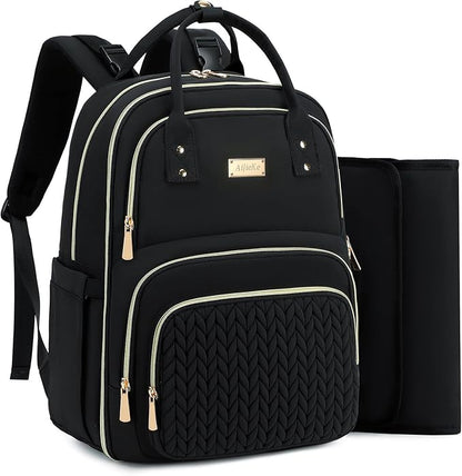 Diaper Bag Backpack - Large Multi functional, Boys, Girls & Baby Travel Essentials Tote with Changing Pad, Insulated Pockets, Stroller Straps, Waterproof - Baby Backpack for Mom & Maternity (Black)