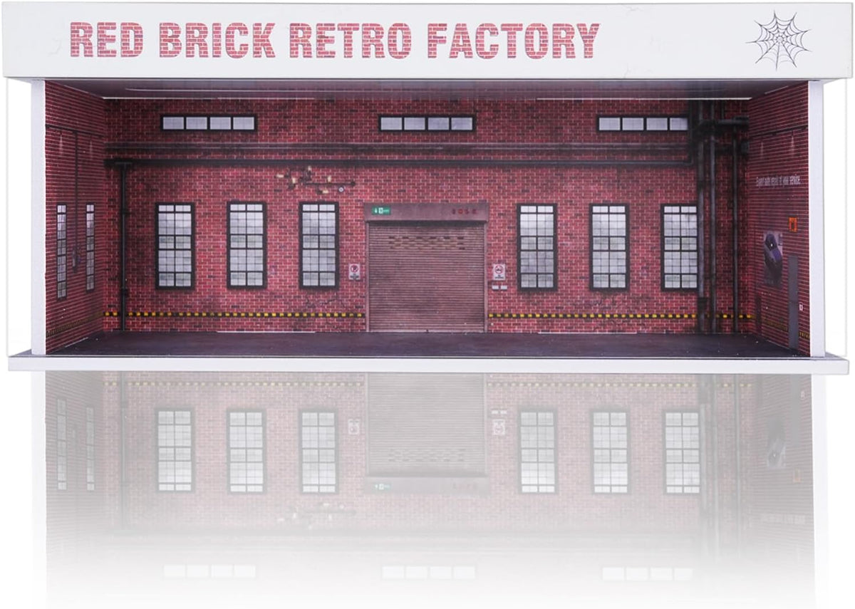 Display Case for Hot Wheels: Stackable Parking Garage for 1/64 Scale Matchbox Toy Car, FoamBoard Storage for Monster Trucks with LED Light and Acrylic Cover, 2025 Upgraded Red Bricks