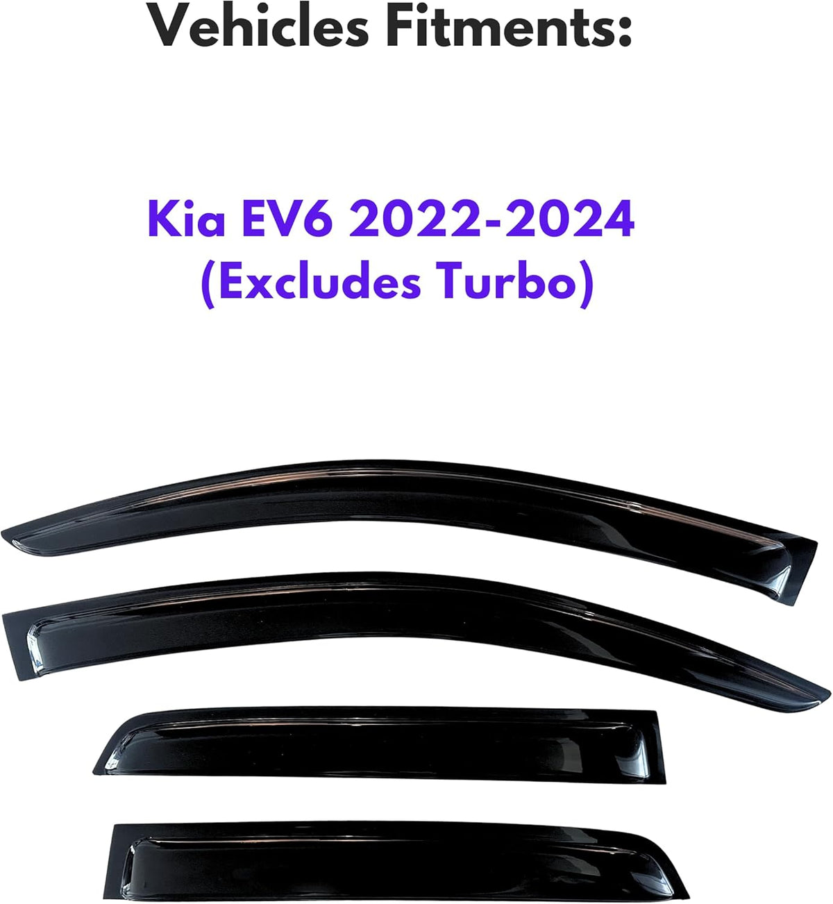KPY Window Visor Compatible with Kia EV6 2022-2024 (Excludes Turbo), 4PC Rain Guard Side Window Vent Deflectors Tape-On Style, 2022 2023 2024