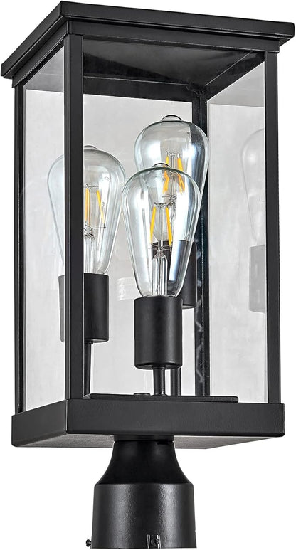Mayfield Outdoor Lights with Clear Glass, Modern Post Lights – Backyard Lights for Patio, Driveway, Garden, and Porches, Decorative Lamp in Black, Design House 589200-BLK