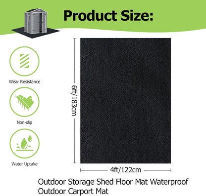 Outdoor Storage Shed Floor Mat, 6 * 4FT Waterproof Washable Garden Flooring Pad with Non Slip Backing, Soft Furniture Patio Covering Carport dust Oil Mat-Tool Shed, Storage Shed Not Included