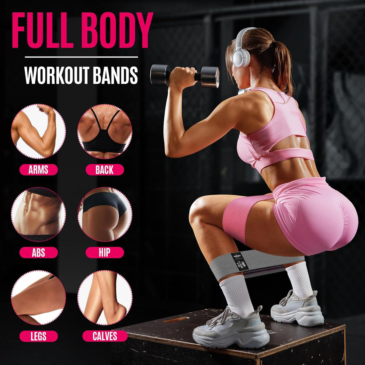 WALITO Resistance Bands for Working Out, Fabric Exercise Bands for Legs and Butt, Workout Bands for Women and Men, Booty Band for Yoga Starter Set, Pilates, Rehab, Fitness and Home Workout