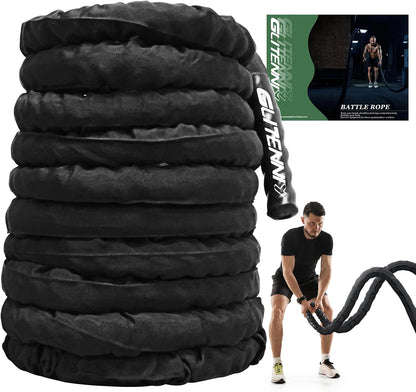 Battle Ropes Black Workout Rope 1.5inch Battle Ropes for Home Gym 30ft Exercise Ropes for Working Out Heavy Ropes for Exercise Training Weighted Rope Weighted Workout Rope Battle Rope