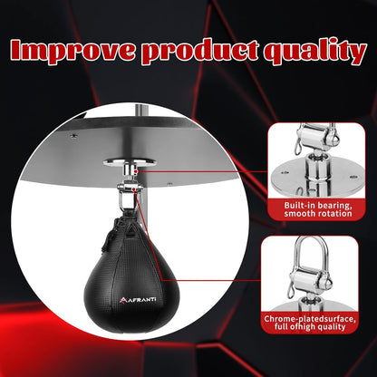 Heavy Duty Adjustable Speed Bag Platform Kit 24" + Speed Punching Ball (10"x7") Adjustable Height Wall Mount Professional Fitness Ball Boxing Reaction Training Kit