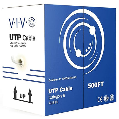 VIVO 500ft Bulk Cat6 Wire, CCA Ethernet Cable, 23 AWG, UTP Pull Box, LAN Network, Gray, CABLE-V006