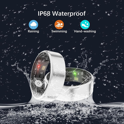 Smart Health Rings for Women Men, Fitness Tracker with Heart Rate, Blood Oxygen, HRV, Sleep Tracker, Step Tracker, No Subscription Fee, IP68 Waterproof Smart Ring for iphone & Android (Silver 12#)