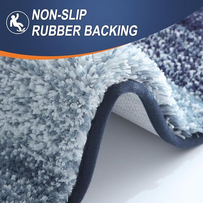 OLANLY Bathroom Runner Rugs Mat 70x24, Extra Soft Absorbent Microfiber Bath Rugs, Rubber Backing, Quick Dry, Washable Long Bath Mats for Bathroom, Tub and Shower, Home Decor Accessories, Airy Blue