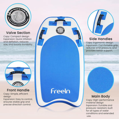 Freein Body Board Inflatable, Surfboards BodyBoards for Beach River, Foldable Design for Easy Storage and Transport Anywhere