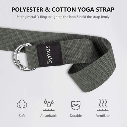 Syntus Yoga Block and Yoga Strap Set, 2 Soft Non-Slip Yoga Blocks 9×6×4 inches, 8FT Metal D-Ring Strap for Yoga, General Fitness, Pilates, Stretching and Toning