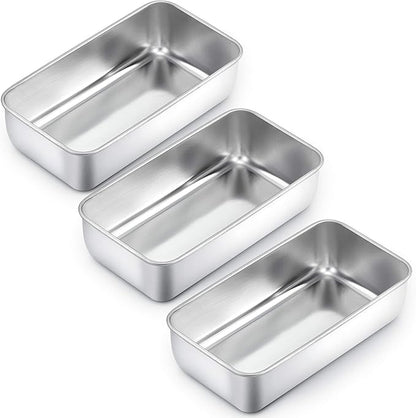 TeamFar Loaf Pan Set of 3, 9 x 5 Inch Bread Loaf Meatloaf Pan Stainless Steel for Baking Bread Cake Toast Brownies, Healthy & Sturdy, Oven & Dishwasher Safe